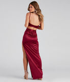 Maude Formal High Slit Satin Dress creates the perfect summer wedding guest dress or cocktail party dresss with stylish details in the latest trends for 2023!
