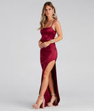 Maude Formal High Slit Satin Dress creates the perfect summer wedding guest dress or cocktail party dresss with stylish details in the latest trends for 2023!