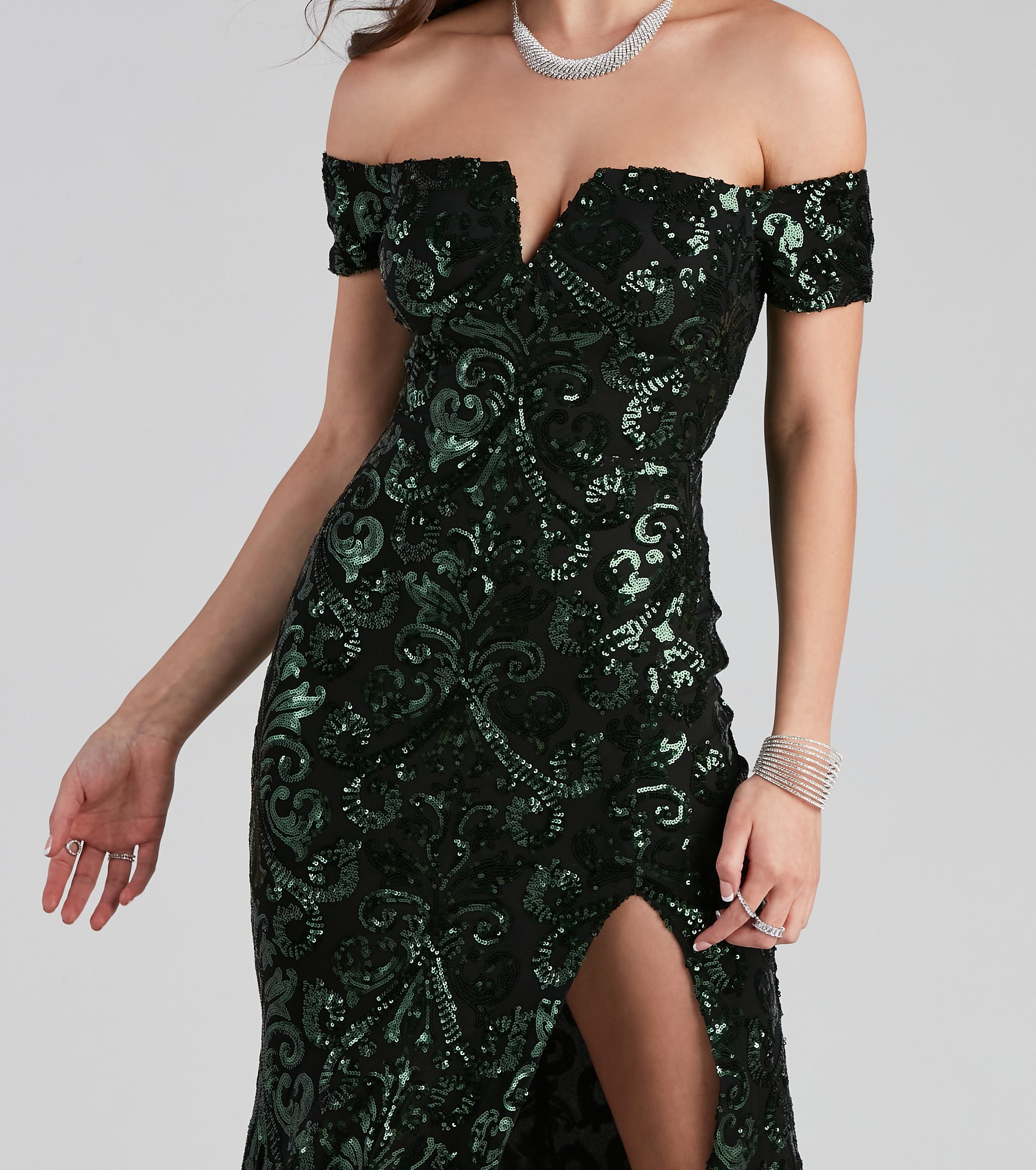 Carter Sequin Scroll A-Line Formal Dress & Windsor