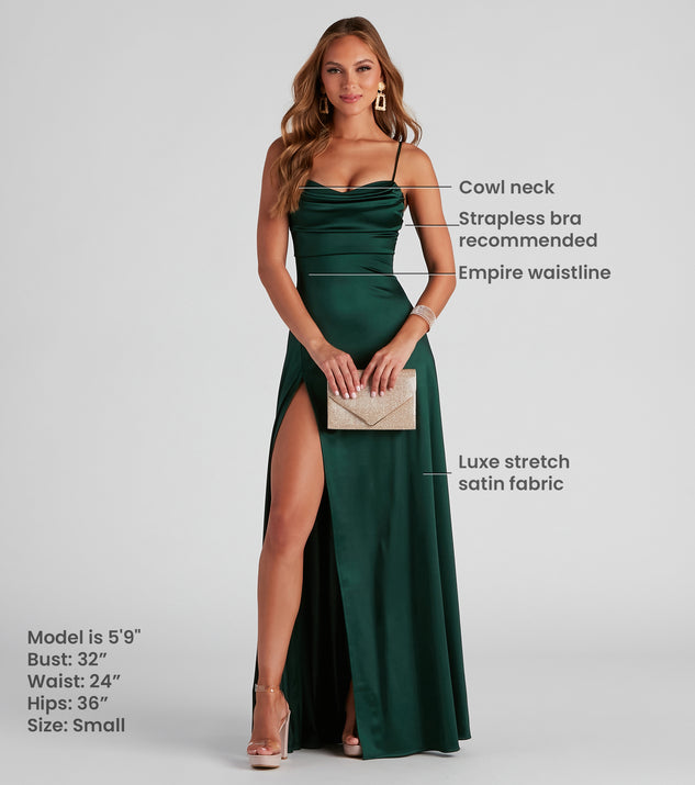 Marissa Formal Satin Cowl Neck Dress | Windsor