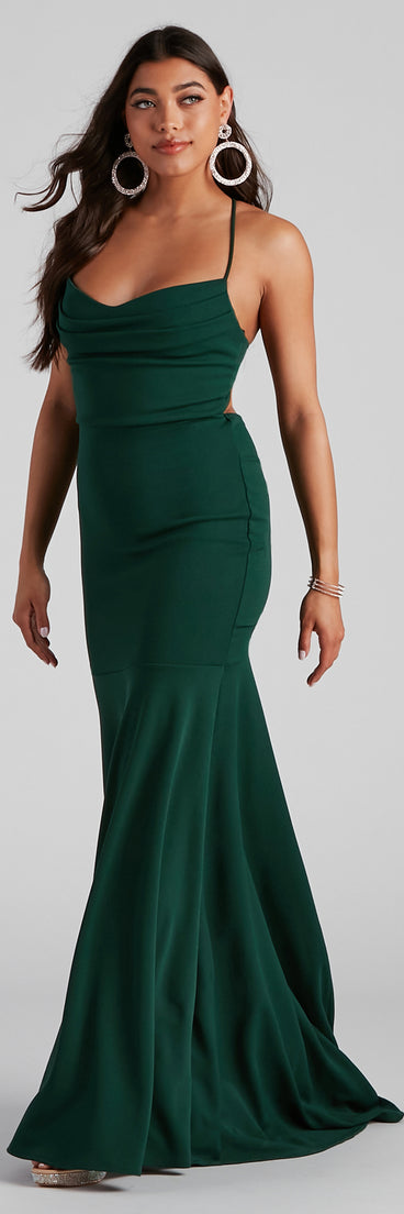 Kaiana Formal Crepe Mermaid Dress creates the perfect summer wedding guest dress or cocktail party dresss with stylish details in the latest trends for 2023!