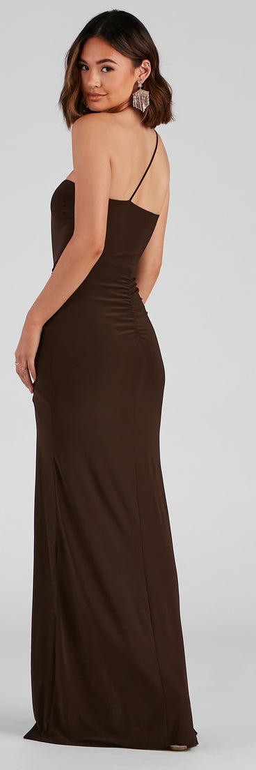 Rya Formal One Shoulder High Slit Dress creates the perfect summer wedding guest dress or cocktail party dresss with stylish details in the latest trends for 2023!