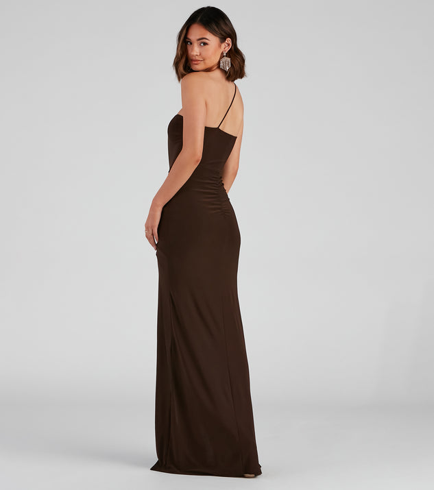 green emerald velvet dress Celine Fuchsia Mermaid One Shoulder Beaded Jersey Prom Dress with Slit