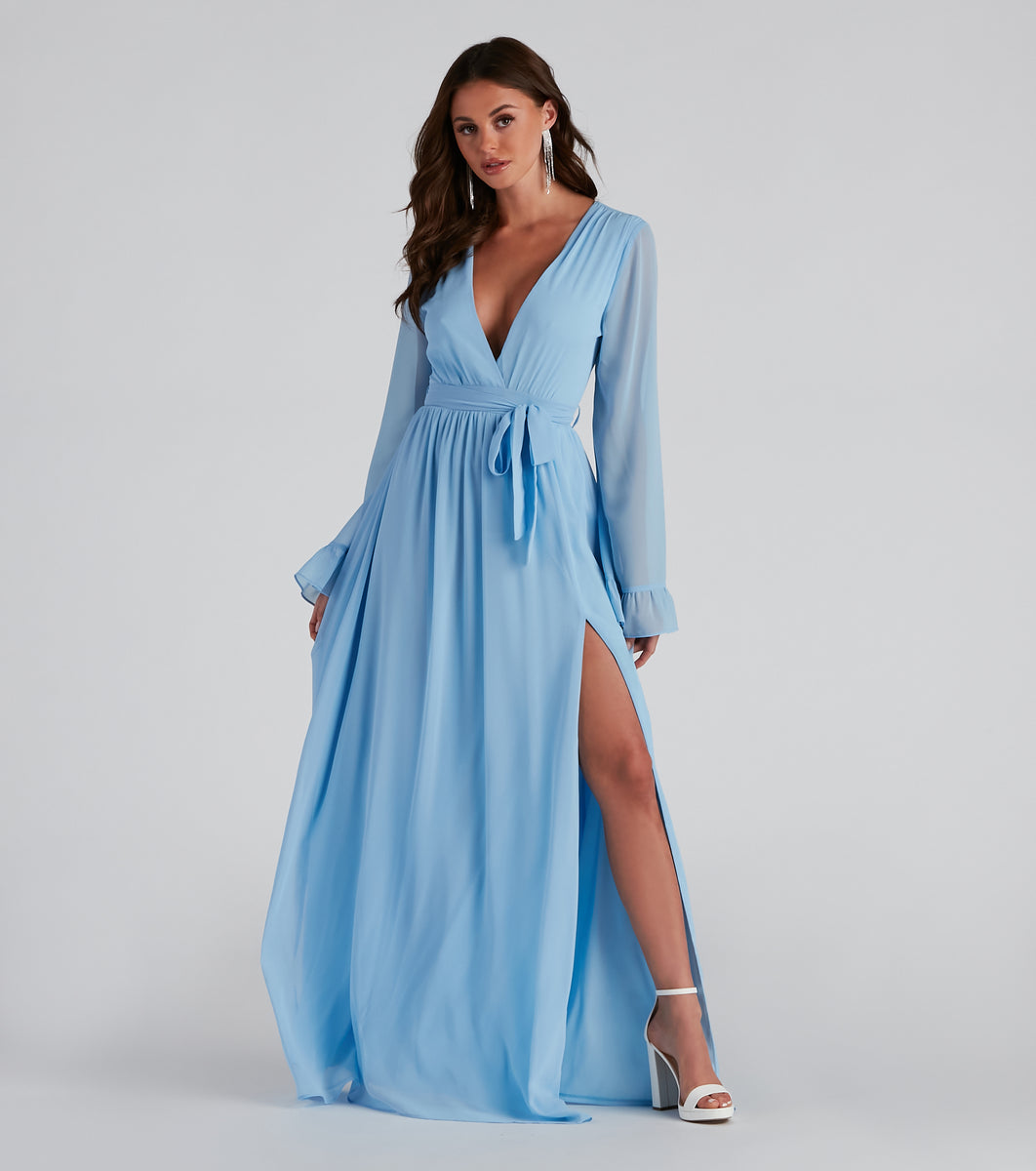 Maya Long Sleeve Chiffon A-Line Dress & Windsor