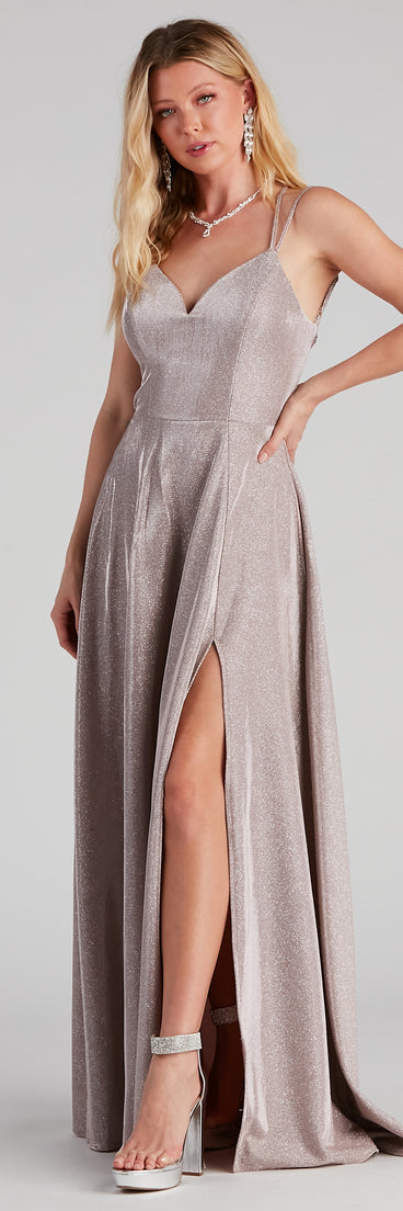 The Edna Formal Glitter Lace-Up Dress is a gorgeous pick as your 2023 prom dress or formal gown for wedding guest, spring bridesmaid, or army ball attire!