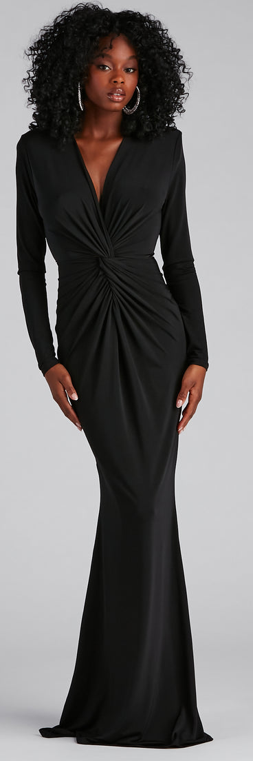 Vina Formal Tied V-Neck Long Dress creates the perfect summer wedding guest dress or cocktail party dresss with stylish details in the latest trends for 2023!