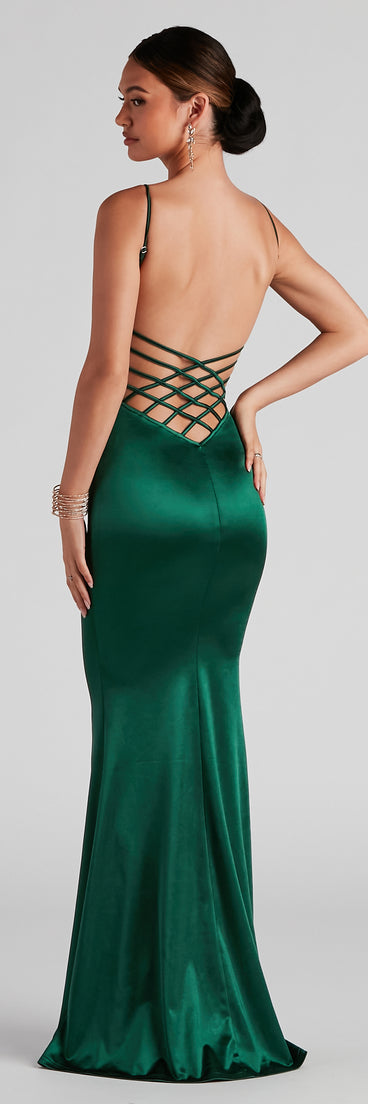 Camille Formal Satin Caged Dress creates the perfect summer wedding guest dress or cocktail party dresss with stylish details in the latest trends for 2023!