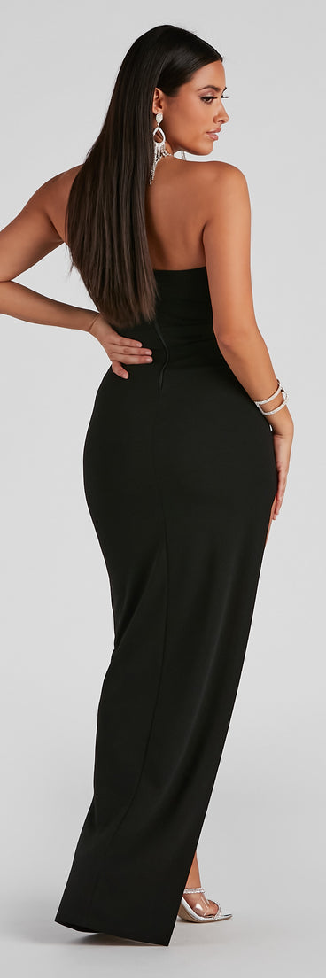 The Frankie Formal Crepe Slit Dress is a gorgeous pick as your 2023 prom dress or formal gown for wedding guest, spring bridesmaid, or army ball attire!