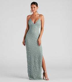 Marylou Lace Mesh Plunge Neck Formal Dress provides a stylish summer wedding guest dress, the perfect dress for graduation, or a cocktail party look in the latest trends for 2024!