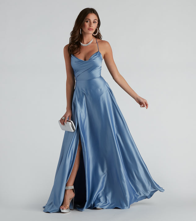 green emerald velvet dress Hailey Lace-Up Slit Slim Crepe Formal Dress main image 0