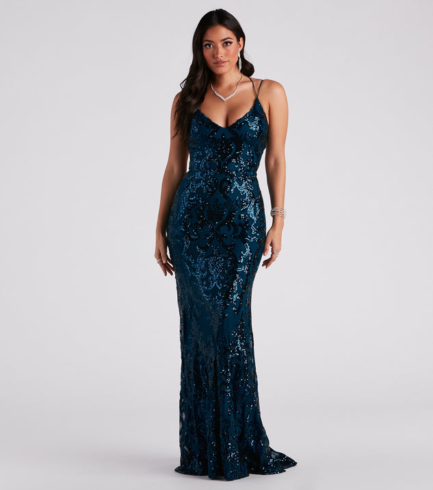 slim fit dress slacks Lila Formal Open-Back Sequin Mermaid Dress