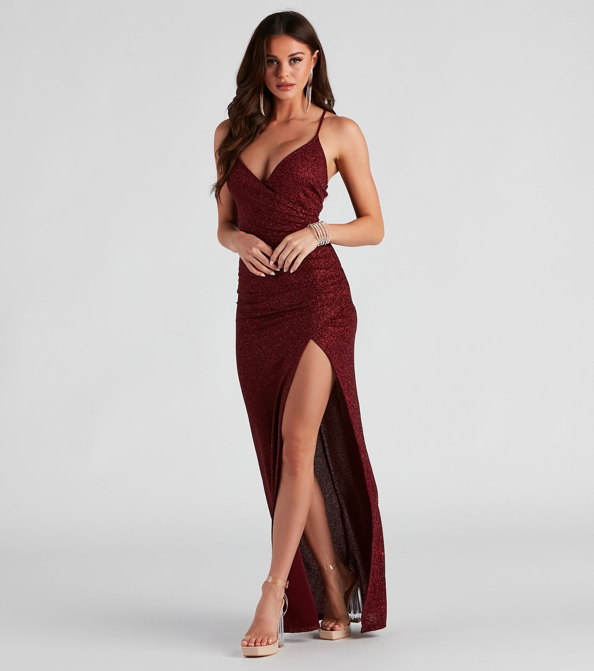 Leann Formal High Slit Glitter Dress & Windsor