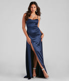 Marissa Formal Satin Cowl Neck Dress is a gorgeous pick as your summer formal dress for wedding guests, bridesmaids, or military birthday ball attire!