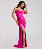 Serenity Ruched Satin Formal Dress is a gorgeous pick as your 2024 prom dress or formal gown for wedding guests, spring bridesmaids, or army ball attire!
