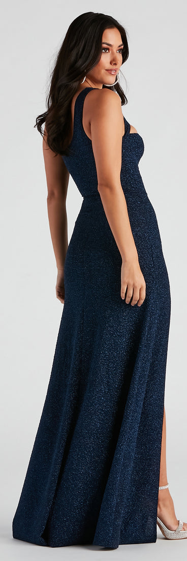 Alanna One-Shoulder Glitter Knit Formal Dress creates the perfect summer wedding guest dress or cocktail party dresss with stylish details in the latest trends for 2023!