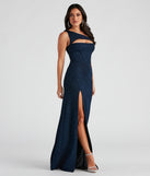 Alanna One-Shoulder Glitter Knit Formal Dress creates the perfect summer wedding guest dress or cocktail party dresss with stylish details in the latest trends for 2023!