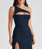Alanna One-Shoulder Glitter Knit Formal Dress creates the perfect summer wedding guest dress or cocktail party dresss with stylish details in the latest trends for 2023!