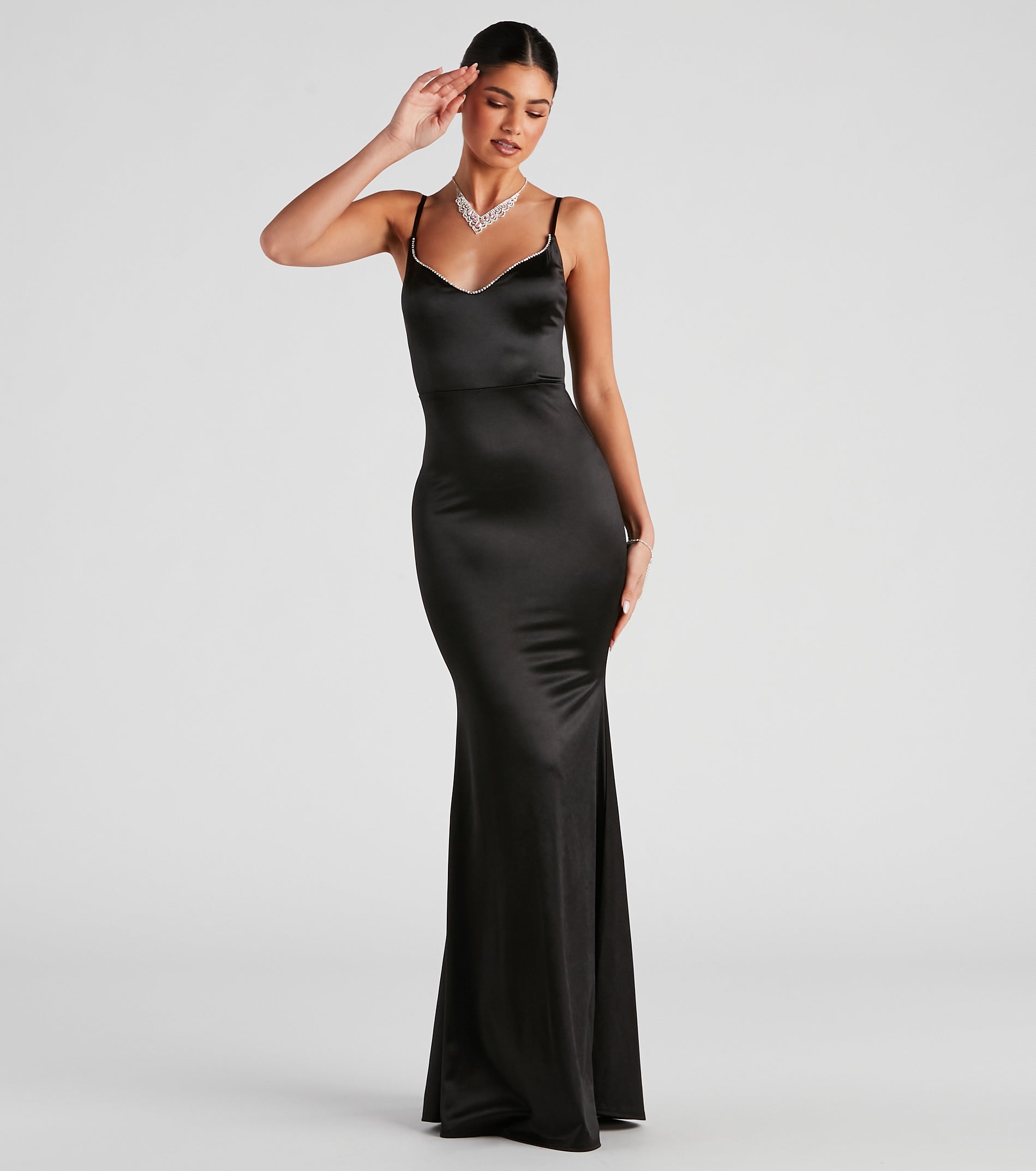 windsor black satin dress