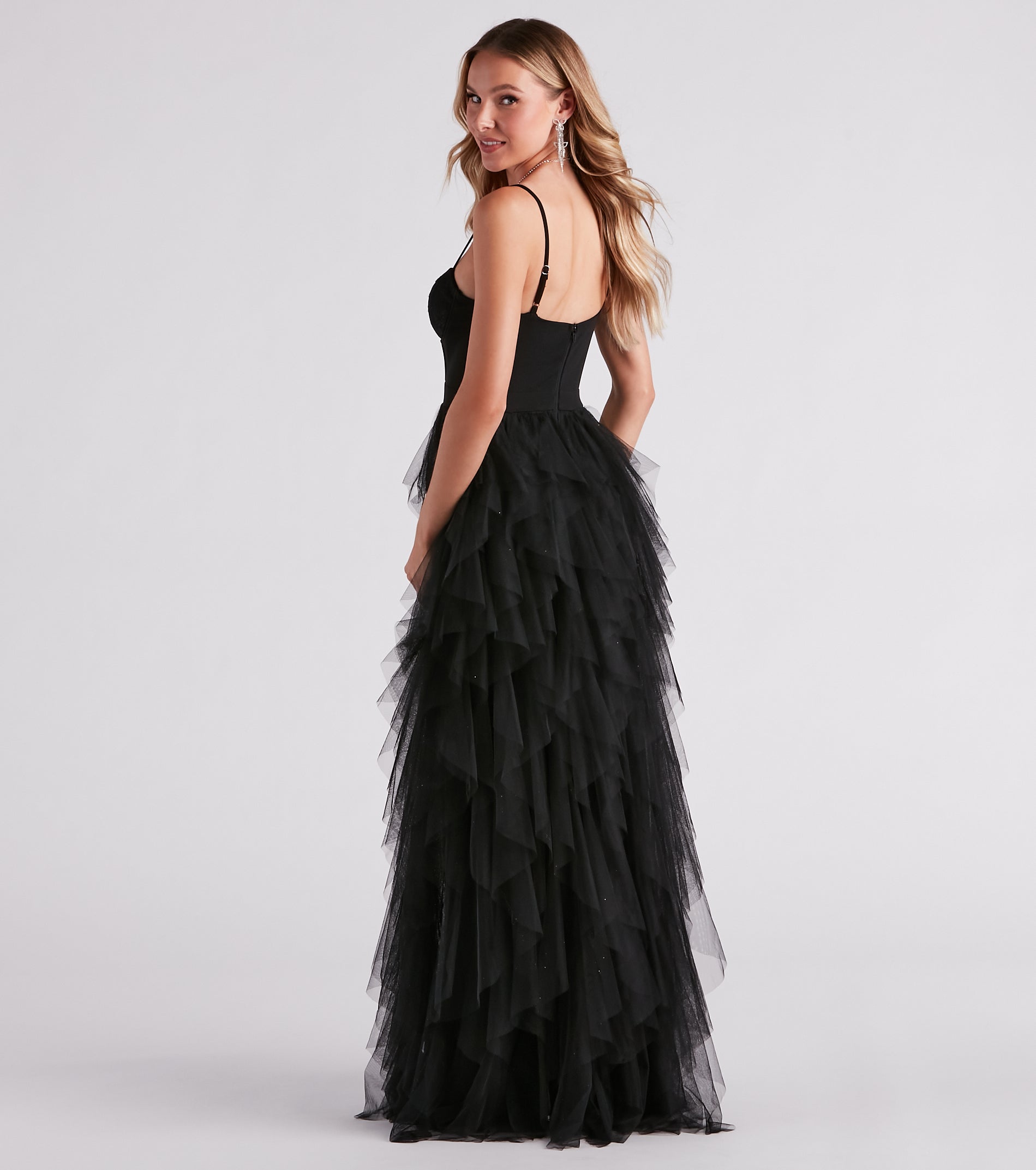 Ruth Formal Lace Tulle Ruffled Dress & Windsor