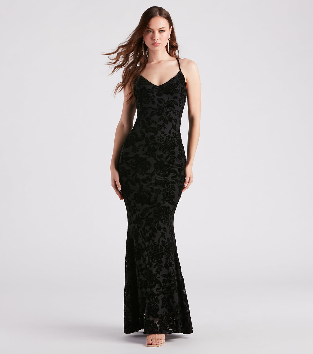 Eloise Formal Velvet Lace-Up Mermaid Dress