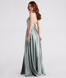 Elaina Formal Satin Cowl A-Line Green Prom Dress is a gorgeous pick as your 2023 prom dress or formal gown for wedding guest, spring bridesmaid, or army ball attire!