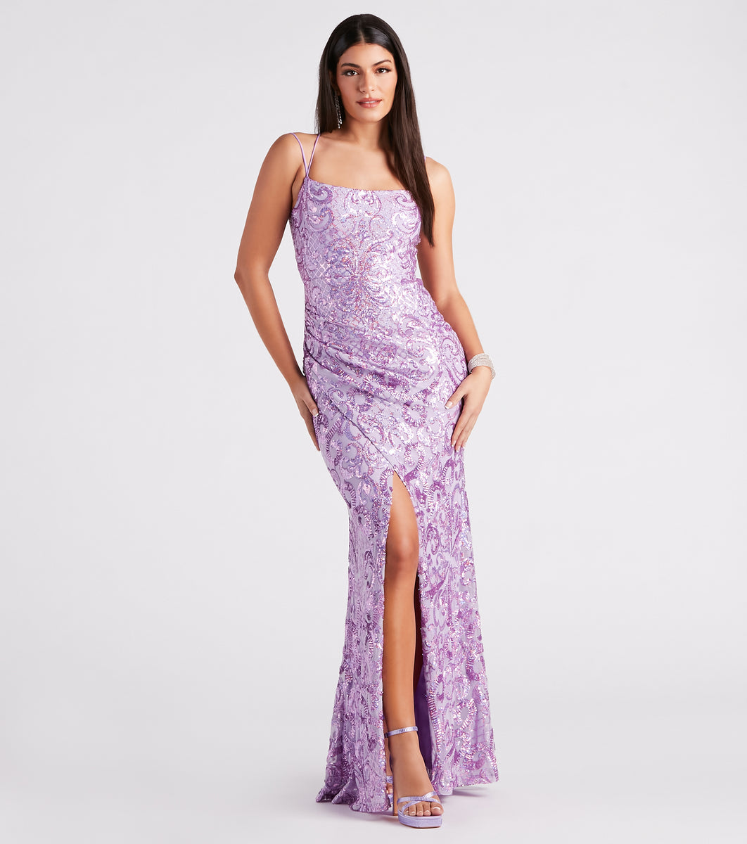 Violet Formal Glitter Sequin Mermaid Dress