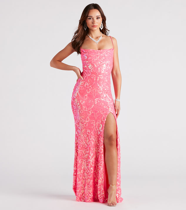 windsor pink long dress Gabrielle Formal Sequin Long Dress