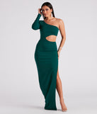 Carrie Formal Crepe Long  Green Prom Dress is a gorgeous pick as your 2023 prom dress or formal gown for wedding guest, spring bridesmaid, or army ball attire!