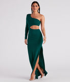 Carrie Formal Crepe Long  Green Prom Dress is a gorgeous pick as your 2023 prom dress or formal gown for wedding guest, spring bridesmaid, or army ball attire!