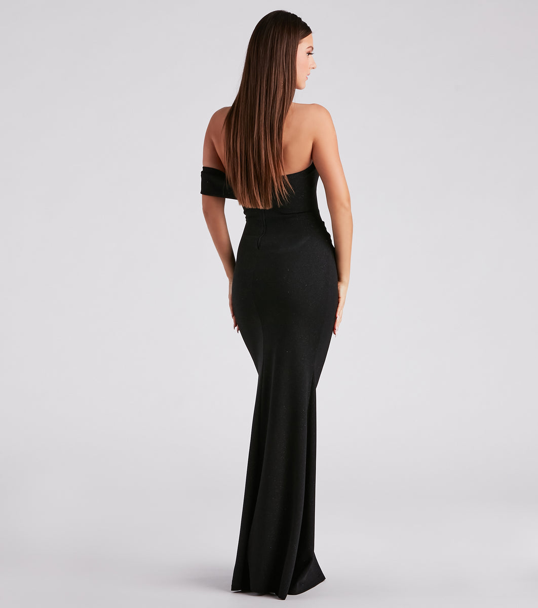 Windsor Marnie Formal Glitter Crepe A-Line Dress
