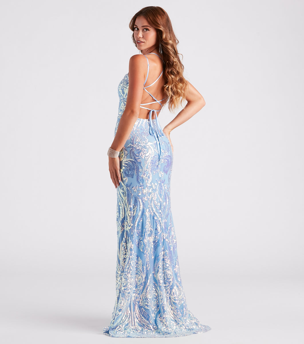 Camilla Formal Sequin Lace-Up Mermaid Dress & Windsor