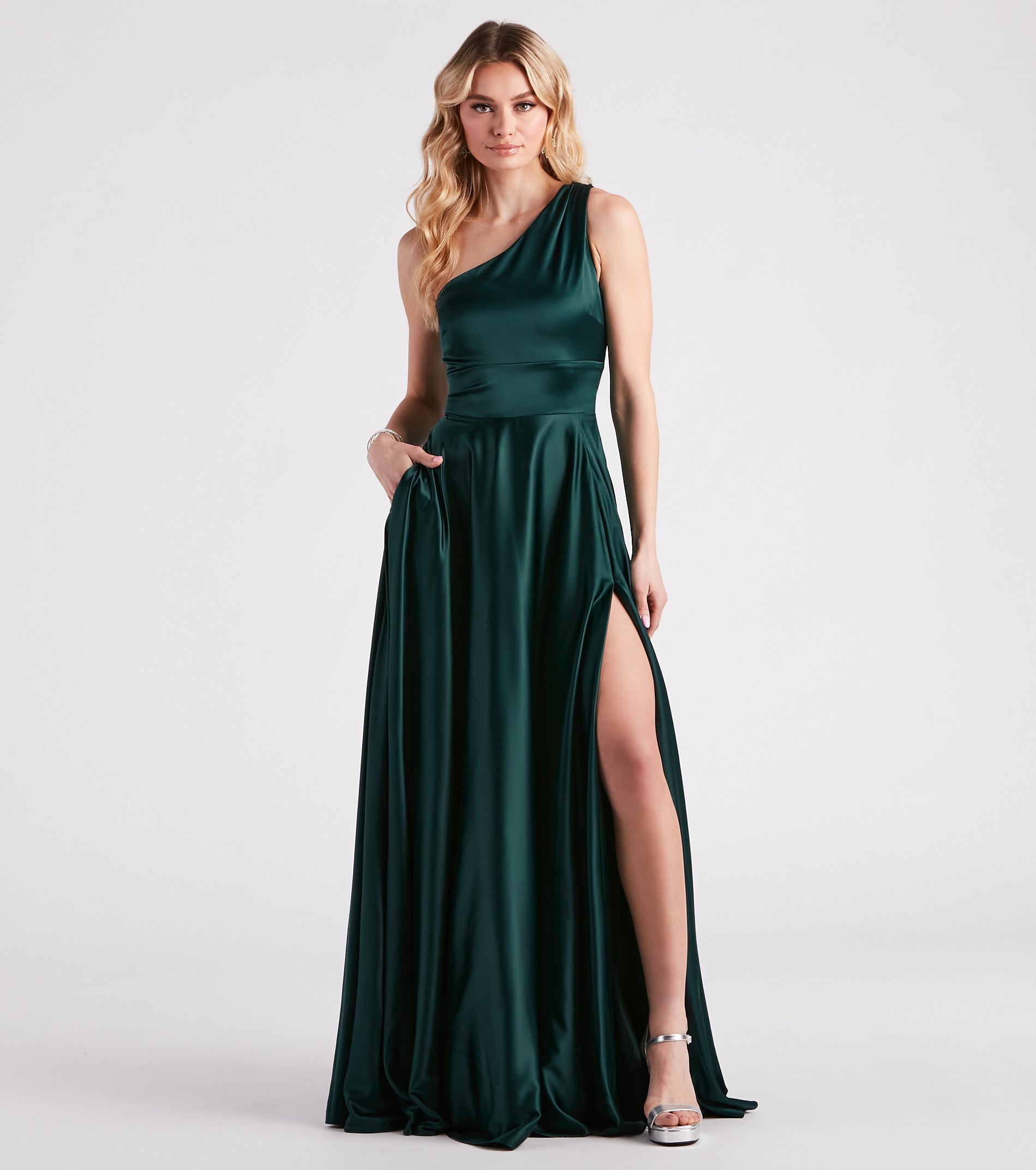 Katherine One-Shoulder Satin Formal Dress & Windsor