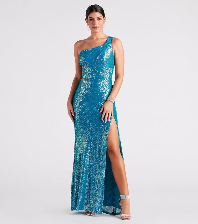 Effie Formal Sequin Cutout Mermaid Dress creates the perfect summer wedding guest dress or cocktail party dresss with stylish details in the latest trends for 2023!