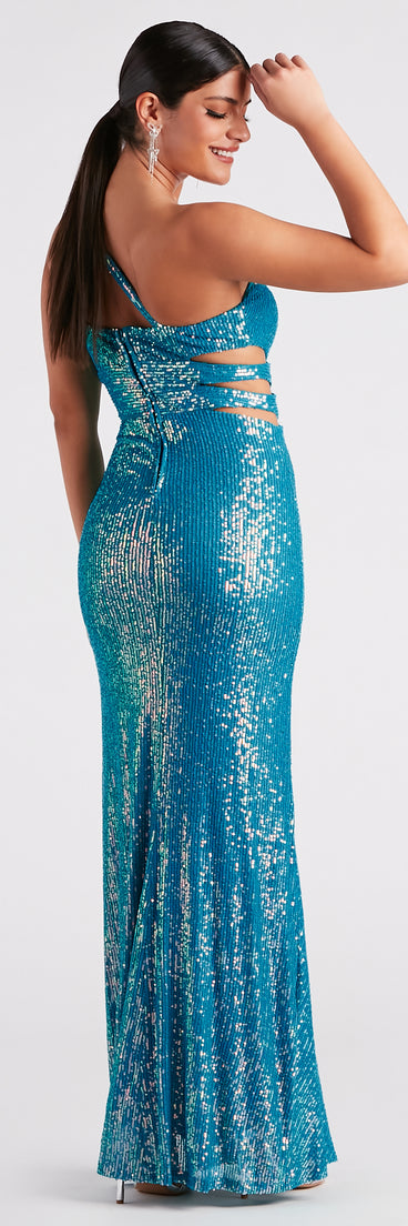 Effie Formal Sequin Cutout Mermaid Dress creates the perfect summer wedding guest dress or cocktail party dresss with stylish details in the latest trends for 2023!
