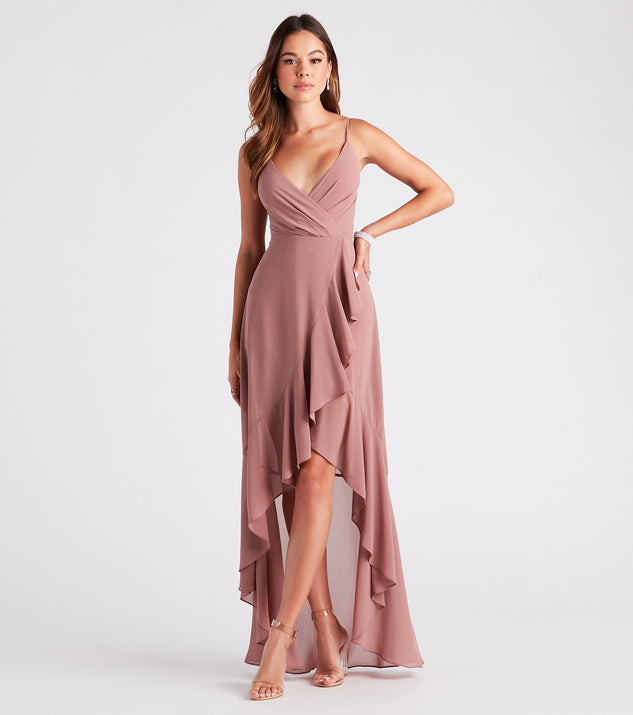 Gracie Formal Chiffon A-Line High Low Dress creates the perfect summer wedding guest dress or cocktail party dresss with stylish details in the latest trends for 2023!