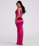 Ronnie Formal Satin Slit Long Dress creates the perfect summer wedding guest dress or cocktail party dresss with stylish details in the latest trends for 2023!