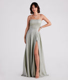 Daria Lace Back A-Line  Green Prom Gown is a gorgeous pick as your 2023 prom dress or formal gown for wedding guest, spring bridesmaid, or army ball attire!