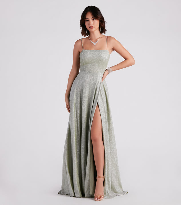 Daria Lace Back A-Line  Green Prom Gown is a gorgeous pick as your 2023 prom dress or formal gown for wedding guest, spring bridesmaid, or army ball attire!