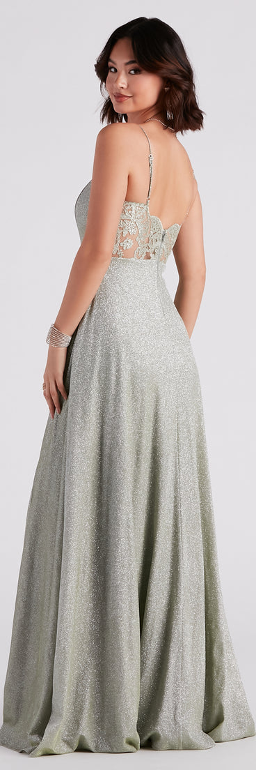 Daria Lace Back A-Line Green Prom Gown is a gorgeous pick as your 2023 prom dress or formal gown for wedding guest, spring bridesmaid, or army ball attire!