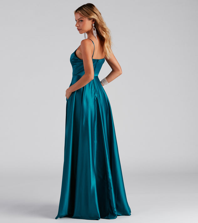 juliet formal high slit dress Print Sleeveless A-line Slit Gown by Juliet JT2562S Light Blue / 14