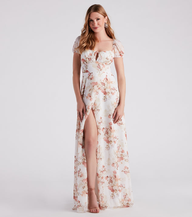 Sharon Formal Floral Chiffon A-Line Dress is a gorgeous pick as your 2024 prom dress or formal gown for wedding guests, spring bridesmaids, or army ball attire!