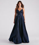 Kimora Formal Woven Glitter A-Line Blue Prom Dress is a gorgeous pick as your 2023 prom dress or formal gown for wedding guest, spring bridesmaid, or army ball attire!