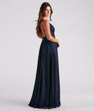 Kimora Formal Woven Glitter A-Line Blue Prom Dress is a gorgeous pick as your 2023 prom dress or formal gown for wedding guest, spring bridesmaid, or army ball attire!