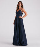 Kimora Formal Woven Glitter A-Line Blue Prom Dress is a gorgeous pick as your 2023 prom dress or formal gown for wedding guest, spring bridesmaid, or army ball attire!