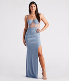 Chrissy Formal Crepe Rhinestone Long Dress creates the perfect summer wedding guest dress or cocktail party dresss with stylish details in the latest trends for 2023!