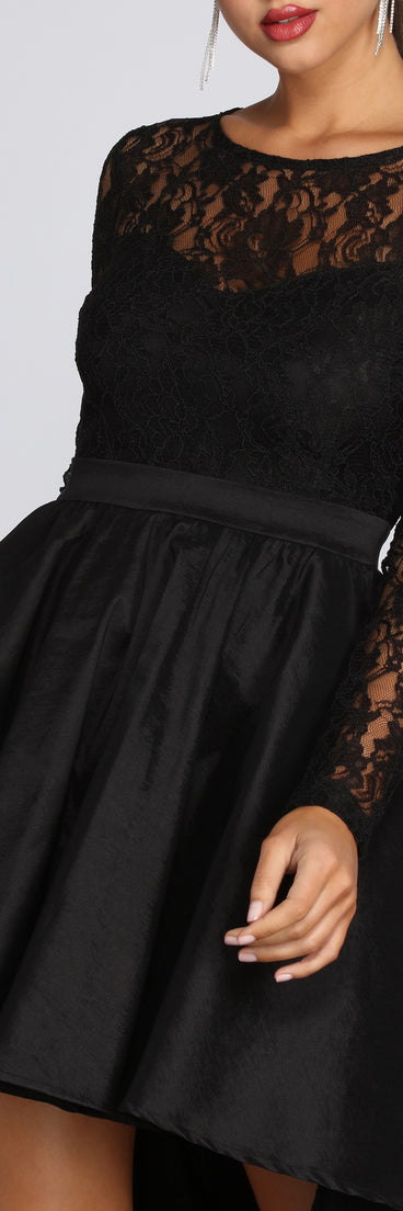 Tamia Lace Drama Dress is a stunning choice for a bridesmaid dress or maid of honor dress, and to feel beautiful at Prom 2023, spring weddings, formals, & military balls!