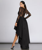 Tamia Lace Drama Dress is a stunning choice for a bridesmaid dress or maid of honor dress, and to feel beautiful at Prom 2023, spring weddings, formals, & military balls!