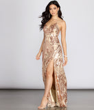 Nia Sequin Scroll Dress is a stunning choice for a bridesmaid dress or maid of honor dress, and to feel beautiful at Prom 2023, spring weddings, formals, & military balls!