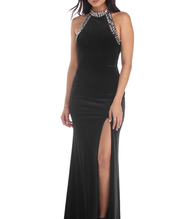 Reagan Velvet Gem Stone Dress is a stunning choice for a bridesmaid dress or maid of honor dress, and to feel beautiful at Prom 2023, spring weddings, formals, & military balls!