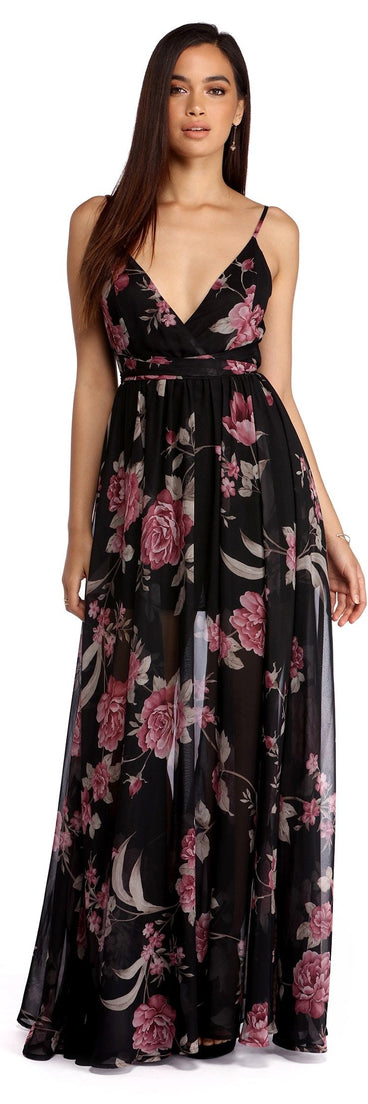 Valentina Chiffon Floral Dress is a stunning choice for a bridesmaid dress or maid of honor dress, and to feel beautiful at Prom 2023, spring weddings, formals, & military balls!